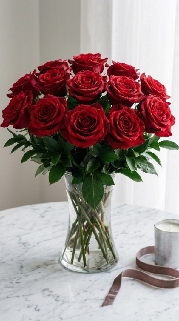 12 Roses in Vase